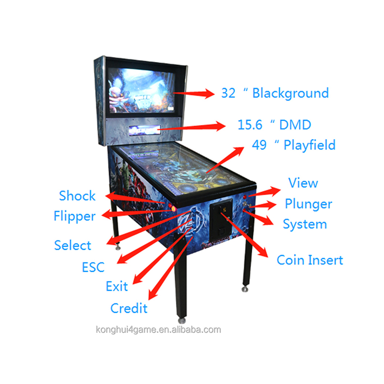 Mini pinball virtual que funciona con monedas, máquina de pinball virtual de mesa, tablero de control KL25Z de tamaño completo